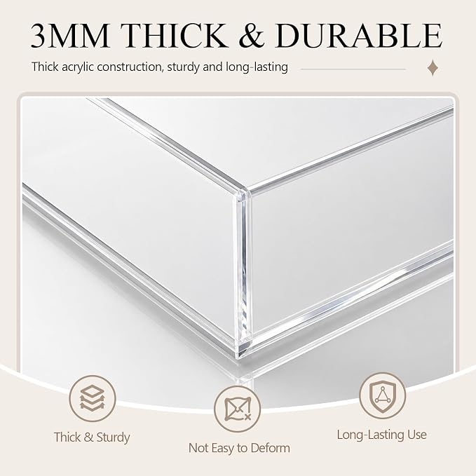 Novabright Acrylic Desk Organizer Letter Tray Set of 2, Tabletop Desktop File Holder for Storage Paper Letters Folders Notebooks, Clear Stackable Paper Tray for Office Copy Print
