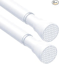 2PCS White Tension Rods for Windows 28 to 48 Inch,No Slip Tension Curtain Rod Adjustable Curtain Rods Spring Curtains Rod No Drill Spring Loaded Curtains Rods for Closet, Window, Doorway