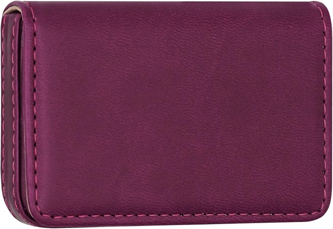 RFID Blocking Wallet - Minimalist Leather Business Credit Card Holder (PW-Wine Red)