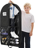 Dance Garment Bags for Dancers, 40" Garment Bags for Hanging Clothes with 3 Clear Zipper Pockets, Cheer Uniform Garment Bag for Suits, Travel & Sports Jersey, Cheer Uniform (Black, 1Pack 40")
