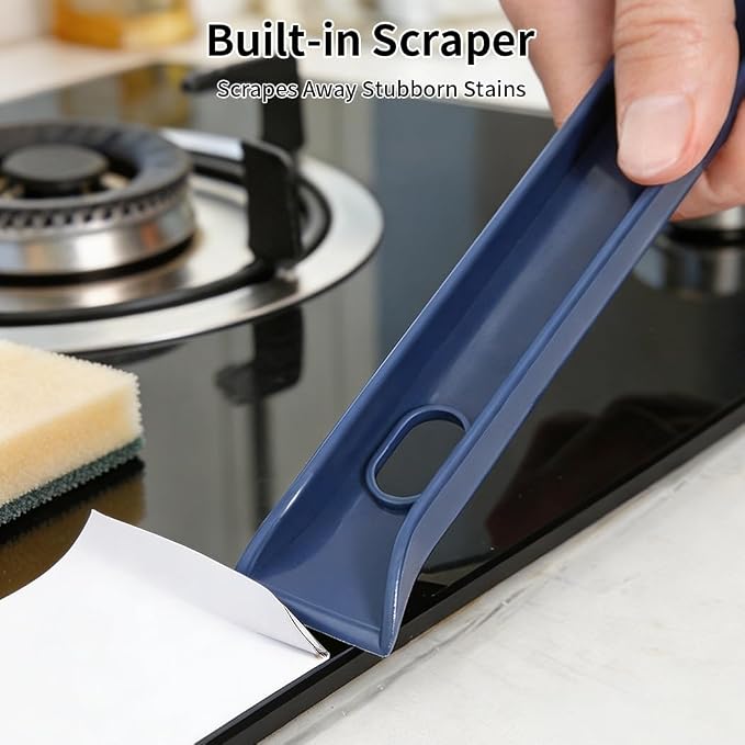 3-in-1 Grout Brush and Crevice Cleaner,with V-Shaped Bristles & Hair Clip-Multi-Surface Gap Cleaning Tool for Bathroom Tiles,Kitchen,Window Tracks,and Narrow Corners (Blue)