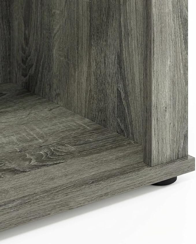 Furnifact Grey TV Stand with Fireplace, 60 Inch Wood Console, Open Shelves, Cord Management, Modern Style, Living Room, Home Entertainment