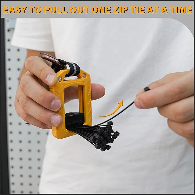 MELOTOUGH 2pcs Zip Tie Holder,Zip Tie Organizer for Zipties Arrangement, Cable Tie Holder Multi-Purpose Indoor and Outdoor Use（Yellow）