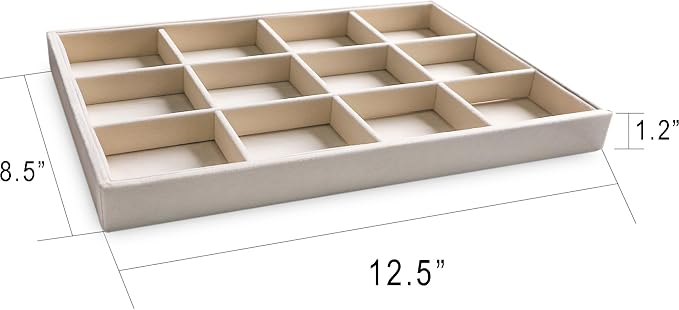 Frebeauty Jewelry Trays for Drawer,Set of 4 Jewelry Organizer and Storage | Velvet Material,Stackable,Adjustable Dividers,Drawer Inserts for Rings Studs Bracelet,Earring Organizer for Women Girls