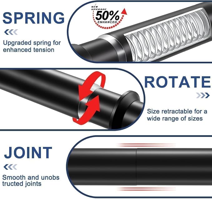 Small Shower Curtain Rod 18-32 In, Black Short Tension Rod | Installs by Spring Tension with No Drilling, Built in Durable Stainless Steel