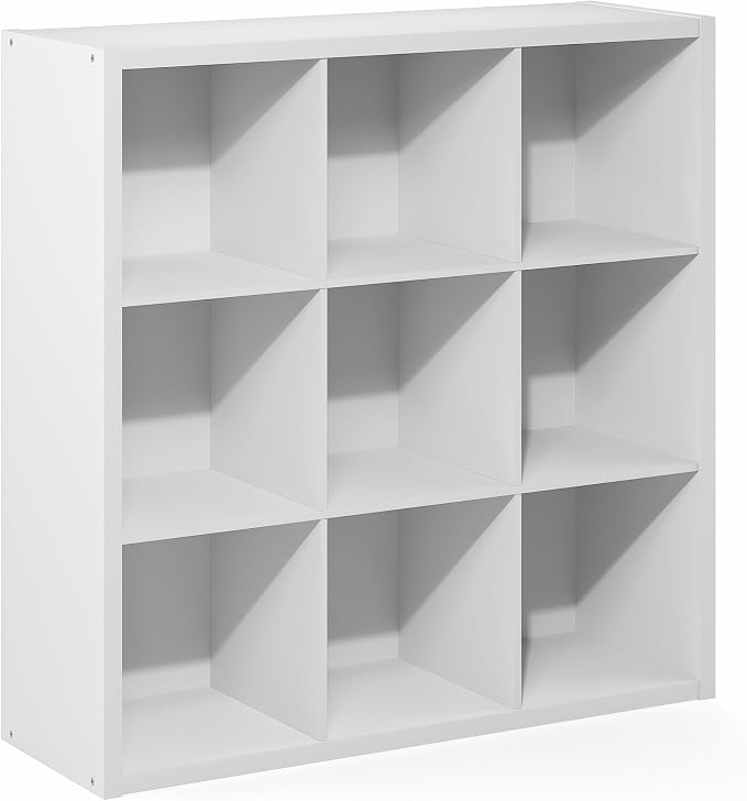 Furinno Cubic 9-Cube Closet Organizers and Storage, Closet Organizer, White | Open Shelf Closet Storage, Closed Back, Extra Thick Frame, for Wardrobe, Bedroom, Living Room