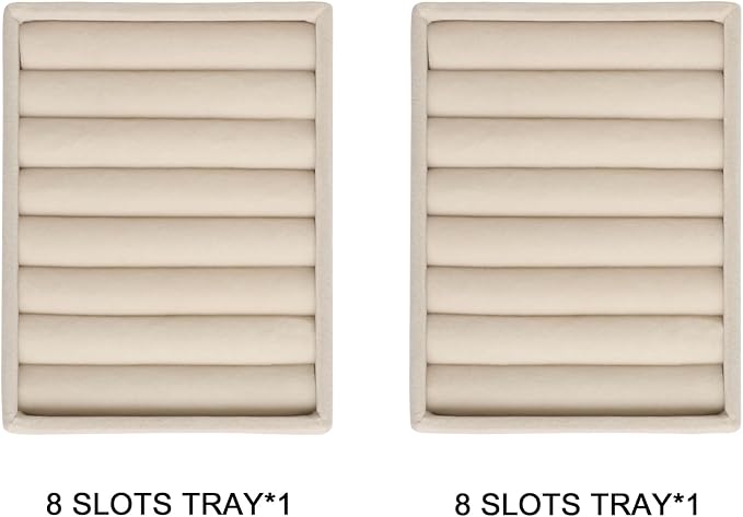 Frebeauty Small Jewelry Trays for Drawer,2 Pack 7 Slots Ring Organizer | Jewelry Box Inserts,Drawer Inserts,Vanity Drawer Organizer,Mini Size,Compact Ring Holder,Stackable Ring Tray