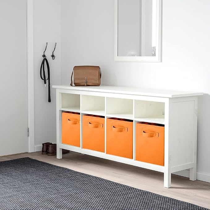 PowerKing Collapsible Storage Cubes, Farbic Storage Bins, Orange, 6 Pack | Sturdy, Lightweight, Easy Pull Handle, Closet & Shelf Organizer, Clothes and Toys Storage, 10.5'' x 11'' x 10.5''