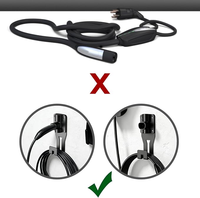 SEVEN SPARTA 180°Swivel Charging Cable Holder Wall Mount for Tesla Charger | 180° Swiveling Holster, Organizer for Save Garage Space, For Tesla Model 3 Y X S Cybertruck Mobile & Wall Connector