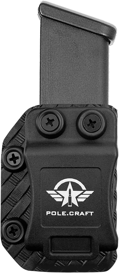 POLE.CRAFT IWB/OWB Magazine Holster Kydex - Mag Carrier Fits: 9mm .40 Double Stack / 9mm .40 Single Stack - P365 1911 Glock 19 19X 17 26 27 28 43 22 23 25 26 27 31 32 33 34 35 37 38 Glock43X .. Mag