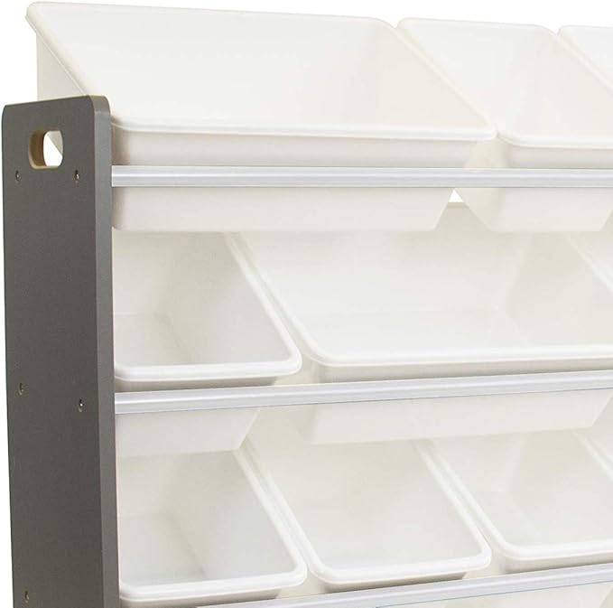 Humble Crew Toy Storage Organizer with 20 Removable Storage Bins for Kids Playroom, 4-Tier Toddler Toy Organization and Storage, Grey/White