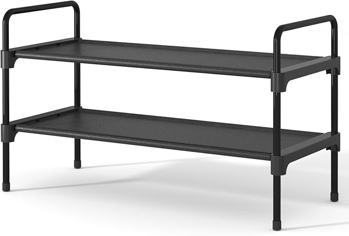 Kitsure Shoe Rack for Closet, Sturdy and Long-Lasting Shoe Shelf, Shoe Rack for Entryway, Personalized DIY Shoe Organizer, Shoe Rack Organizer for Space-Saving, 27.6" x 11.8" x 16.5", Black