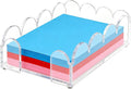 Acrylic Sticky Note Holder 4x6 Inch Clear Scalloped Sticky Notes Dispenser Cute Self-Stick Note Pad Organizer Desk Accessories for Office School Home