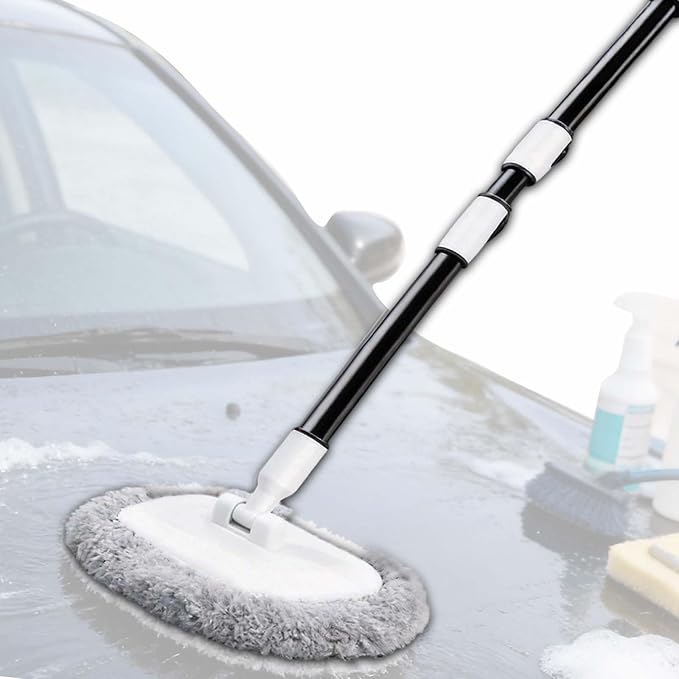 Extendable Car Wash Mop for Ford Flex SEL SUV 2010-2019, Soft Bristle Car Brush with Detachable Large Head Cleaning Tool for Car Home