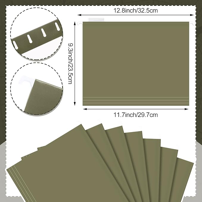 Dispowreath 24 Hanging File Folder with Acrylic Organizer for Letter/a4 Size Desktop Clear File Storage Box with Handles for Home Work Office Use (Green,Classic)