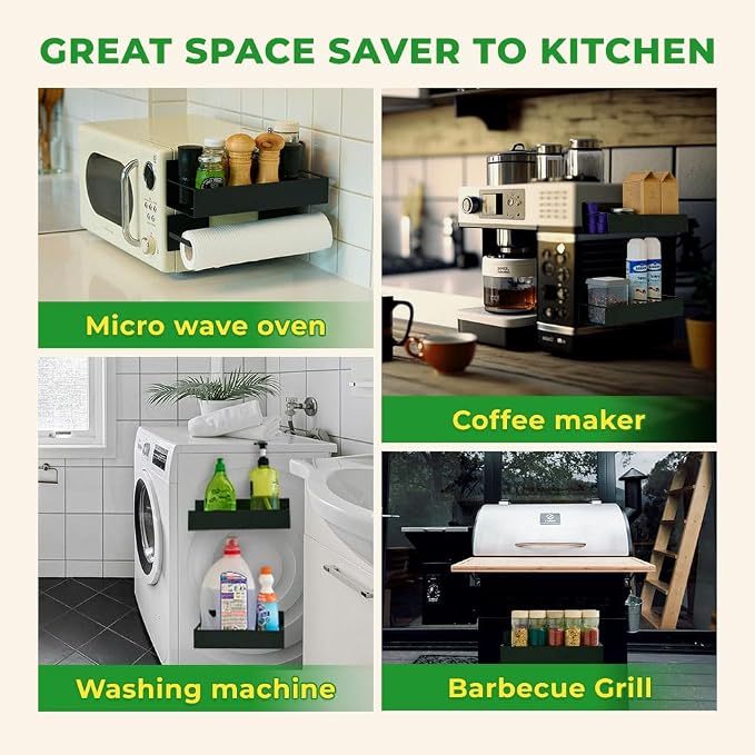 Magnetic spice rack set for refrigerator, space saver with rack | Strong magnetic shelf for fridge, extra storage | Seasoning organizer for Kitchen