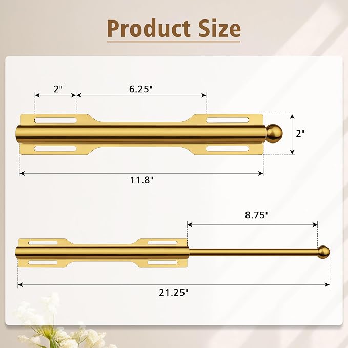 Valet Rod for Closet Pull Out, 12" Adjustable extending closet rod, Standard Retractable closet rod organization rack, Valet Clothing Hanger Rods Extender for Wardrobe Laundry Bathroom (Brushed Gold)