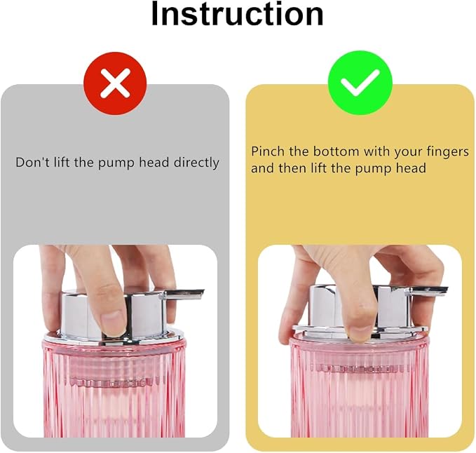 Foaming Soap Dispenser, 12 Oz Pink Glass Foam Hand Soap Dispenser, Refillable Lotion Soap Dispenser with Removable Pump for Kitchen Hand Wash Dispenser, Modern Slim Ribbed Bottle for Decor