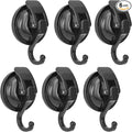 Wreath Hanger, Black-Plated Polished Super Suction for Glass Window, Kitchen, Bathroom and Restroom, 6 Pack, ABS Plastic