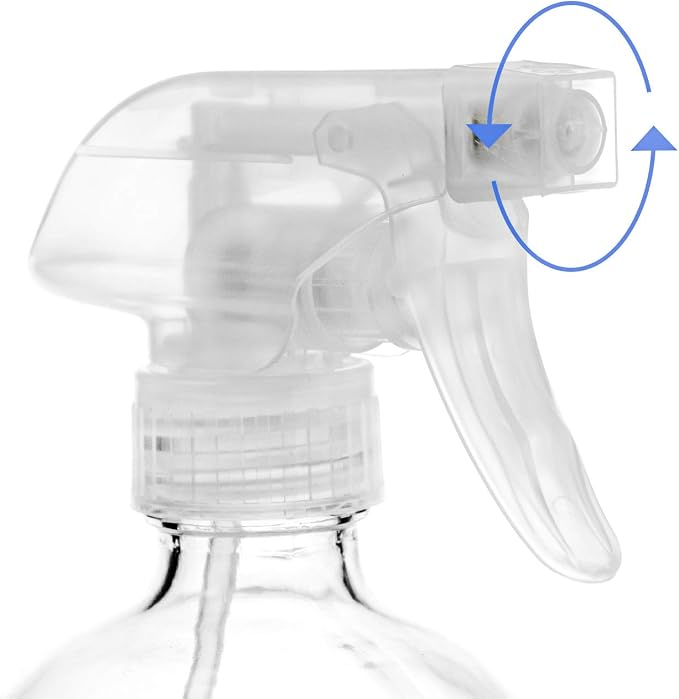 9 Pack Glass Spray Bottles, 16oz Empty Clear Boston Round Bottles Refillable Container with Trigger Sprayer for Cleaning Solutions, Essential Oils, Misting Plants