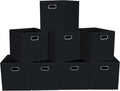 Fabric storage bins Cubes, Fabric Cube Organizer with Handle, Foldable Cube Bins for Cloth or Accessary Storage, 11x11x11, Set of 8, (Black)