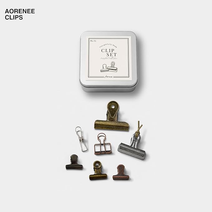 7PCS Vintage Metal Clip Set with Aluminum Box – Decorative Stationery Organizer for Journaling, Planner, Office Desk Organization, Scrapbooking, DIY Crafts & Gift Use