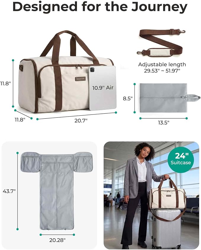 BAGSMART Garment Bag Duffle Bag for Travel Convertible 2 in 1 Suit Bag for Hanging Clothes Carry on Travel Bag with Shoes Bag,Shoulder Strap Weekender for Dresses, Coats, Shirts (Black)
