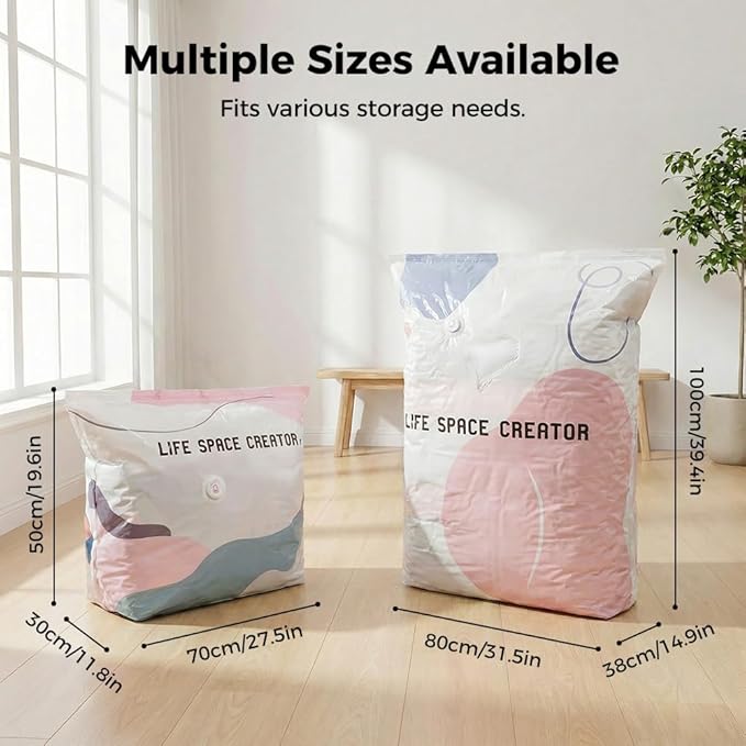 No-Pump Vacuum Storage Bags, 2026 New 3D Vacuum Storage Bags, Portable Large Clothes Compression Bags for Household Use, Convenient Cube Storage Bag for Clothes, Comforters, Blankets (4, 31.5*39.4in)