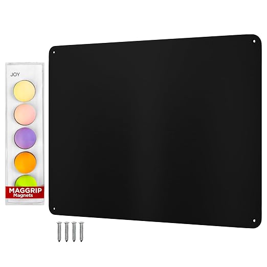 9 inches x 6.5 inches Stainless Steel Plate for Magnets, 3M Adhesive Back, Mounting Screws, Ideal for Magnetic Shelf, Spice Holders, Fridge Magnets. Mount Anywhere! (Black, 2 Pack)