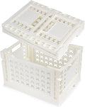 Domiella 2-Pack Foldable High-Strength PP Ventilated Baskets - 12L Collapsible Storage Bins for Kitchen, Camping, Office & Home, Wear Resist Indoor Outdoor Organizer, Medium White