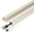ZhiYo 34in Cord Hider for 2-4 Wall-Mounted TV Wires, 1.4" W x 0.7" H, Beige | Split-Hinge Design for Easy Installation, Half-Round Glazed Finish Ideal for Wall/Baseboard, Self-Adhesive, 2 Pack (17" Each)