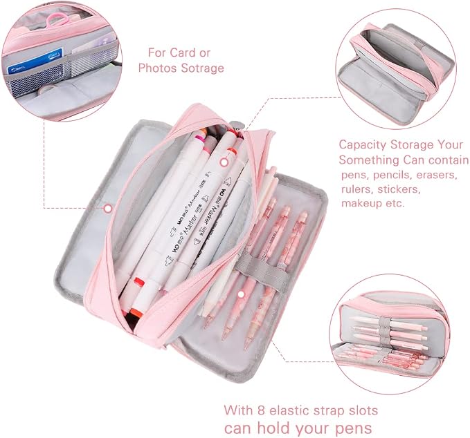 iSuperb Large Pencil Case 3 Compartments Pencil Pouch Big Capacity Pencil Bag for Kids Teen Girls Boys Student School Supplies Oxford Organizer Pen Bag Cosmetic Makeup Pouch