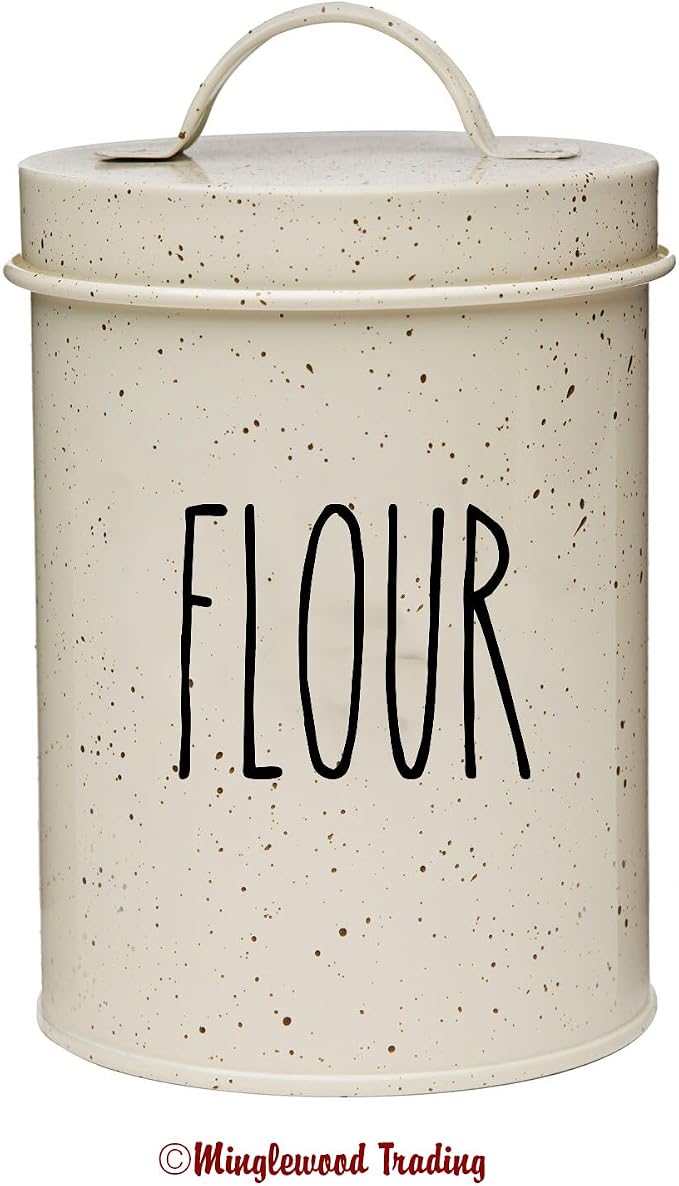 Set of 4 Farmhouse Style Canister Labels V6 Vinyl Stickers - Kitchen Flour Sugar Tea Coffee - Die Cut Decals - Skinny Font - Red