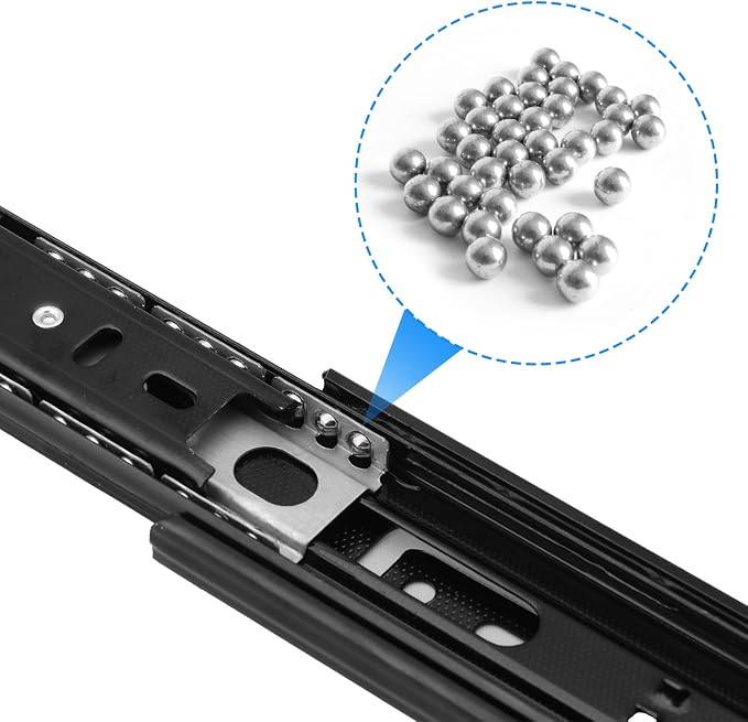 7 Pair 8 Inch Black Soft Close Drawer Slides, Heavy Duty Drawer Slides, Ball Bearing 3 Folds Full Extension, Used in Keyboard Trays, Table Drawers, Shelves, Nightstands, and More, by GENHAKON.