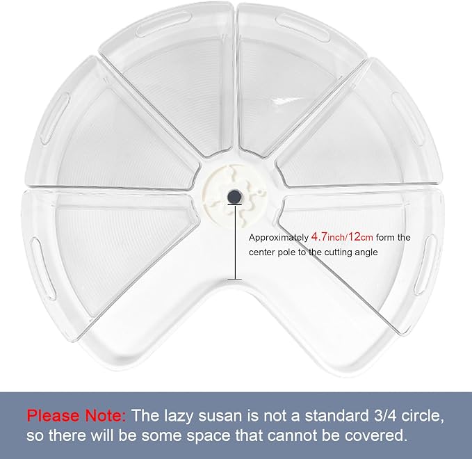 Leeden Lazy Susan Organizer for 26" Diameter Corner Lazy Susan, Plastic Kitchen Cabinet Storage Bins with Handle, 4 Packs, 1/8 Wedge - Food Safe, BPA Free