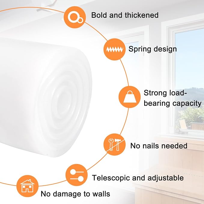 uxcell Tension Curtain Rod, Adjustable 24 to 43 inches, 0.39" Dia White Spring Tension Rod No Drilling Expandable Tension Rod for Doorway, Kitchen
