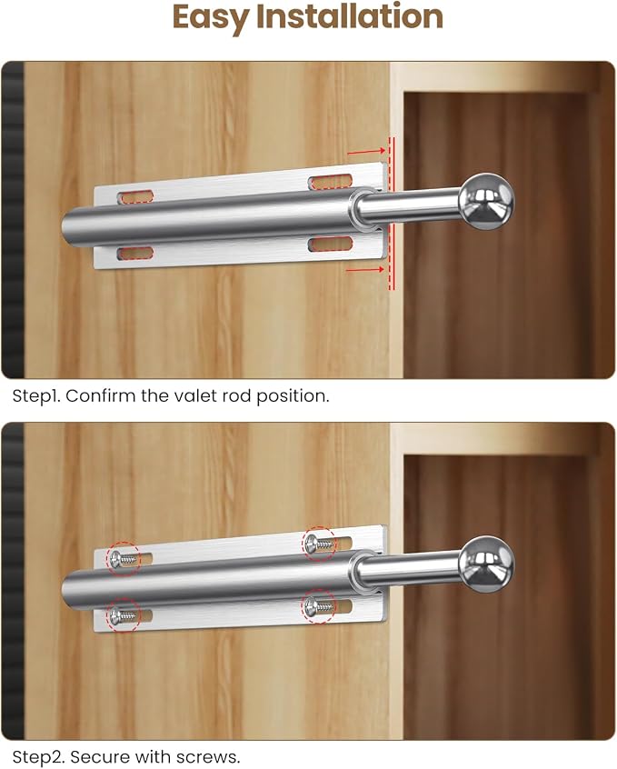 Supforce 16.5" Valet Rod for Closet Pull Out, Retractable Slide Out Valet Rod Closet Organization, Aluminum Valet Clothing Hanger Rods Perfect for Suits, Dresses & Freshly Pressed Clothes, White