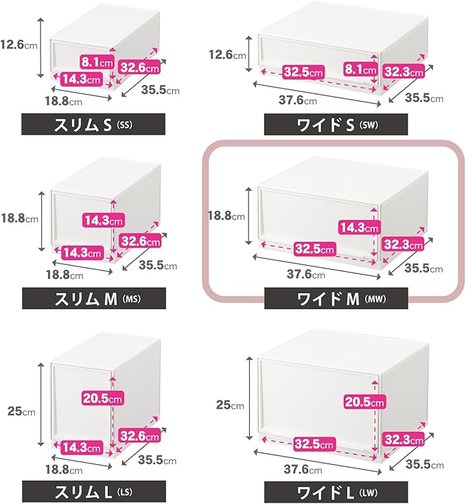 Sanka D2SC-MWWH Modular Case, Freely Combined, Drawer Storage Case, Wide M, White, Drawers That Can Be Combined According to Your Lifestyle, Pull Out And Close Drawers, Rubber Stopper To Prevent