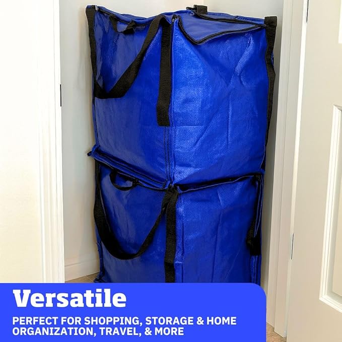 DURASACK Heavy Duty Storage Tote Bag with Zipper Top 22-Gallon Rugged Woven Polypropylene Moving Bag, Reusable Self-Standing Design, Holds up to 500 Pounds, Single, Blue