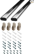 Outwater 30 Inch Steel Oval Closet Rod Kit, 9/16 Inch x 1-3/16 Inch Polished Chrome Heavy Duty Closet Hanging Rod with Metal Brackets, Wall Anchors and Screws, Pack of 2