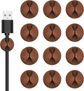 Flezoo Cord Holder Cable Clips, 12PCS Coffee Adhesive Cord Organizer Charger Holder Wire Management Keeper for Nightstand, Desk, Office or Mouse