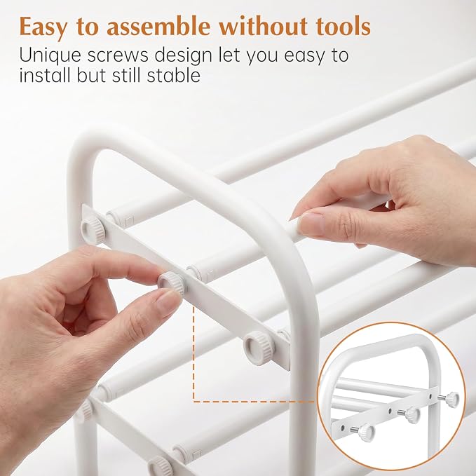 INSMART 4-Tier Expandable Shoe Rack, Stackable and Adjustable Shoes Organizer Storage Shelf, Sturdy and Durable Metal Structure Free Standing Shoe Rack for Closet Entryway Doorway, White