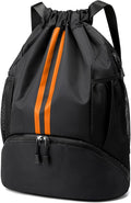 Hoedia Sports Drawstring Backpack - Swim Gym Bag for Women and Men | String Bag with Shoes Compartment and Wet Proof Pocket, Adjustable Wider Shoulder Strap, For Soccer, Basketabll, Volleyball