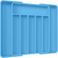 Aujen Silverware Organizer - Expandable Kitchen Drawer Organizer, Adjustable Utensil Organizer, Cutlery Tray for Forks, Knives, Multipurpose Kitchen Organizers and Storage Solution, Dark Blue, Large