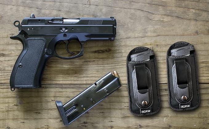 GMW Universal Magnetic IWB/OWB Magazine Holster [2-Pack] | Magazine Pouch for 9mm 1911 .380 .40 .45 Glock 17 19 43 M&P S&W | Pistol Mag Pouch for Single/Double Stack Handgun Magazines and Ammunition