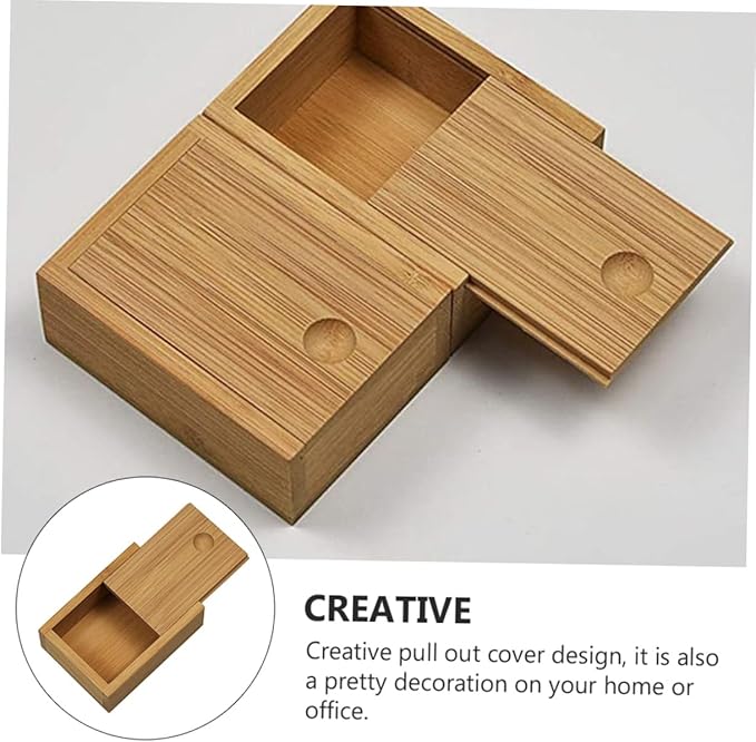 Bamboo Pull-out Lid Storage Box Chic Jewelry Case Retro Decorative Organizer for Home and Office Practical Desktop Decor