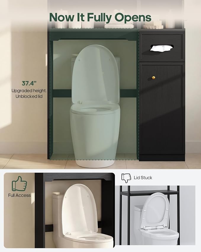 7-Tier Over Toilet Storage Cabinet, 2-in-1, Separable Bathroom Storage | Over-Toilet and Tall Narrow Cabinet, with Doors, Adjustable Shelf, Big/Small Room, Laundry, Tissue Holder, Anti-Tip