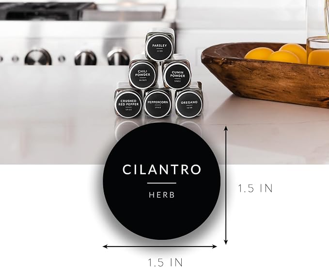 Spice Labels for Glass Jars, 202 Round Preprinted Waterproof Kitchen Spice Labels Stickers, Seasoning Organization Black Pantry Herbs Label for Top Lid, Chalkboard Labels for Spice Jars