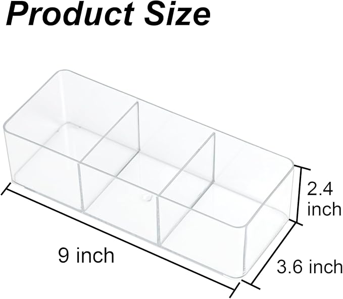 ZEXALOR Clear Drawer Organizer, 6 Sections Eyeglass Sunglasses Organizer Holder, Drawer Dividers Office Desk Tray Bathroom Makeup Jewelry Trays (9.2×3.5×2.3“)