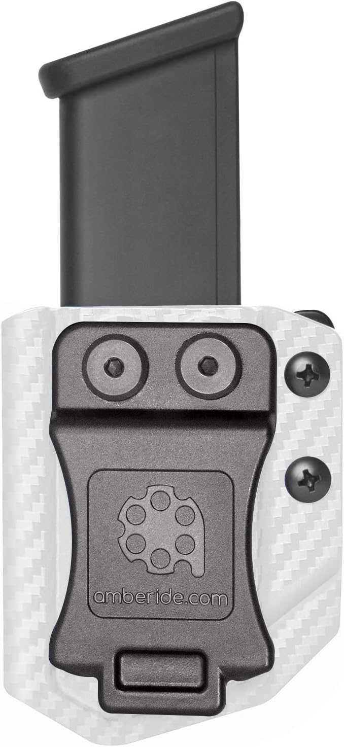 Amberide Universal IWB/OWB Kydex Mag Carrier for 9mm / .40 & .45 ACP Magazines, Single and Double Stack, Adjustable Retention, Ambidextrous, Fits 1.5" Belt, Made in USA